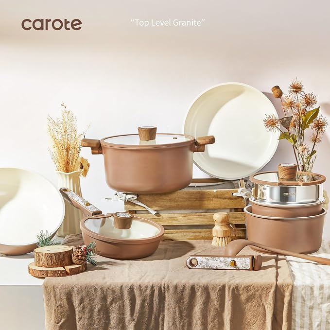 CAROTE 25-Piece Ceramic Cookware Set, Nonstick Pots and Pans Set - Image 9