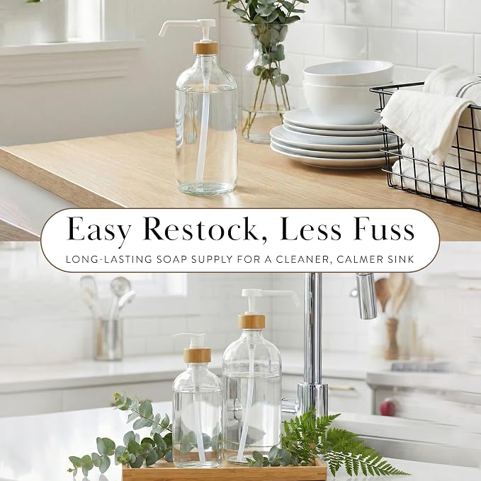 SAVVY & SORTED Glass Dish Soap Dispenser - Image 3