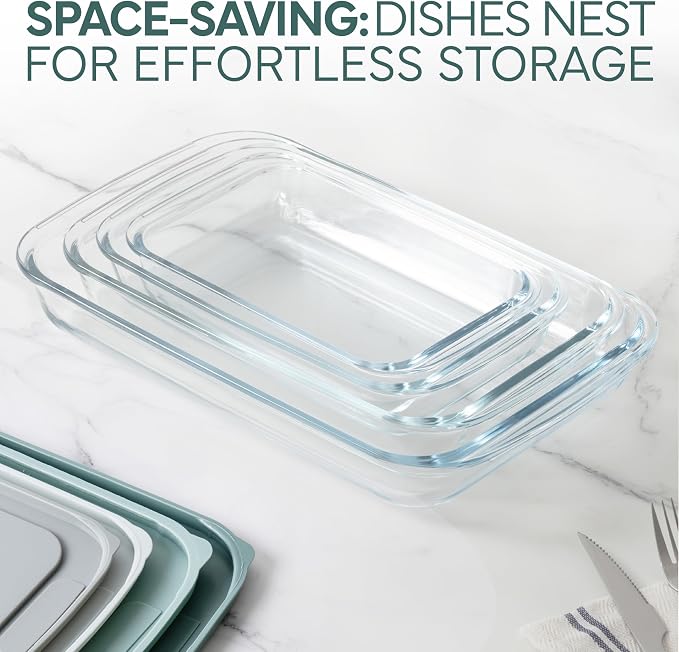 COOK WITH COLOR 8-Piece Deep Glass Baking Dish Set with Plastic Lids – - Image 4