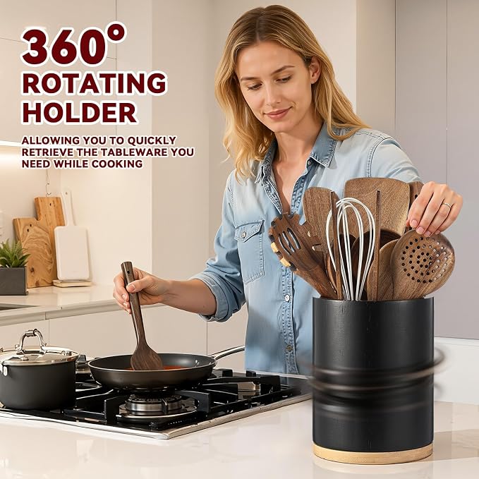 SiliFine 11 Pcs Wooden Kitchen Utensils Set - Image 4