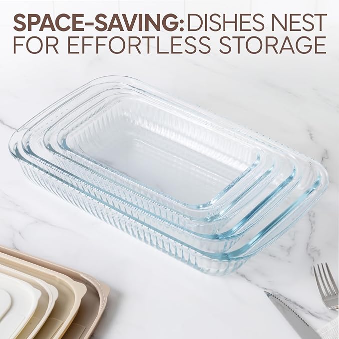 COOK WITH COLOR 8-Piece Deep Glass Baking Dish Set with Plastic Lids – - Image 3