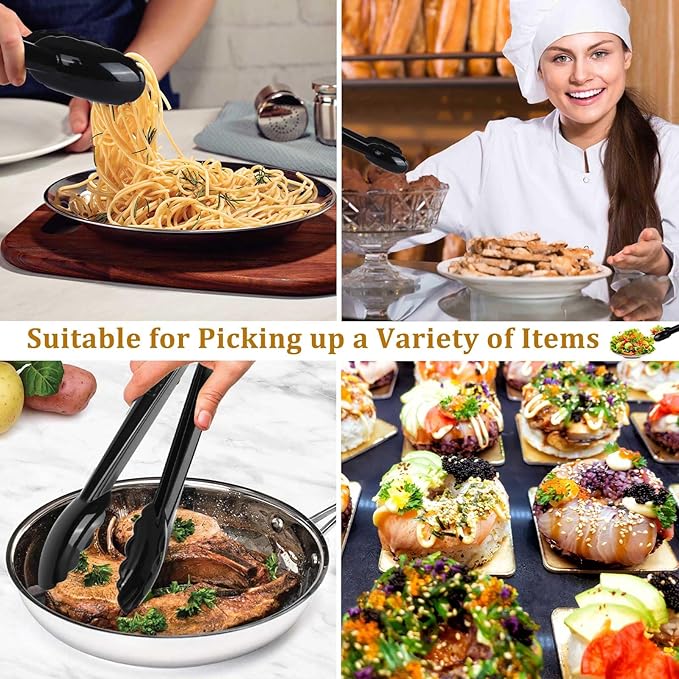Mwellewm 12 Pc Serving Tongs 9 Inch Bulk Reusable or Disposable Plastic Tongs - Image 6