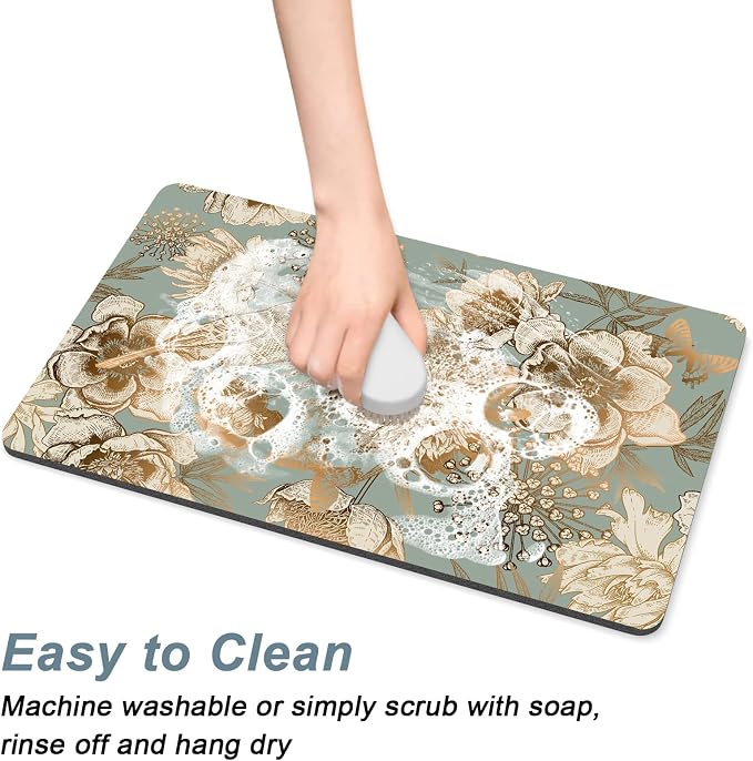 Rnivvi Coffee Mat, Hide Stain Rubber Backed Absorbent Dish Drying Pad - Image 5