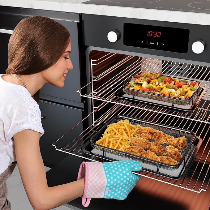Air Fryer Basket, OPENICE 2 Set Air Fryer Pan and Crisper Tray - Image 6