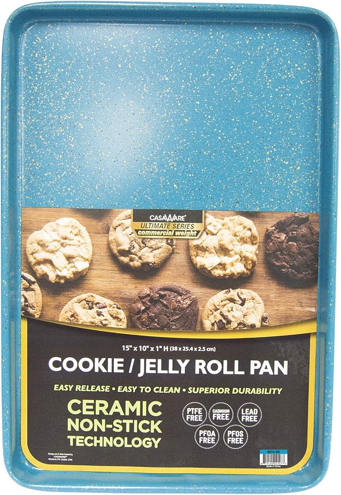 casaWare 3pc Ultimate Commercial Weight Cookie Sheet Set, Two 15 x 10-Inch Pans - Image 3