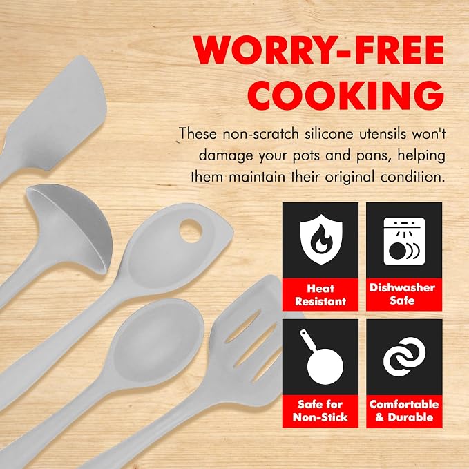 Chef Craft - Premium Silicone Kitchen Tools and Utensils Set, Non-Scratch - Image 3