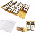 Spice Drawer Organizer with 28 Bamboo-lidded Spice Jars and 216 Labels by KitHero