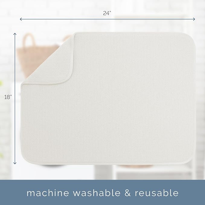 S&T INC. Dish Drying Mat XL 2 Pack, 18” x 24”, Absorbent Microfiber Kitchen - Image 6