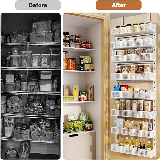 Pantry Door Organizers and Storage, 8-Tier Large Metal Heavy-Duty Frame Over - Image 7