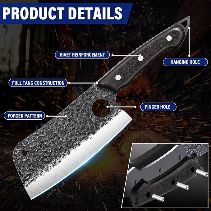 TAN REN 7PCS BBQ Knife Set, Professional Butcher Knives - Image 5