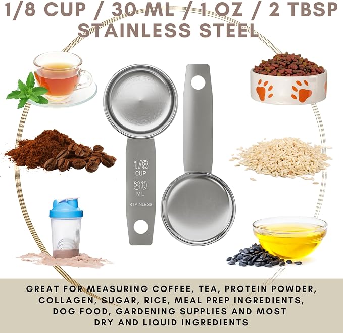 1/8 Cup Stainless Steel Measuring Cup | Sturdy Metal 30 ml | 30 cc | 1 oz | - Image 3