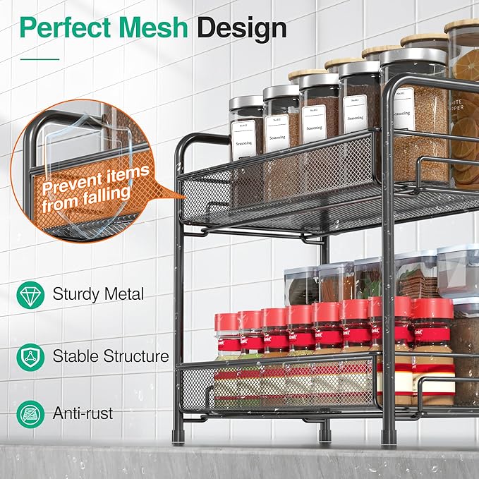 Spice Rack Organizer for Countertop 2 Pack, 2-Tier Counter Foldable Metal - Image 6