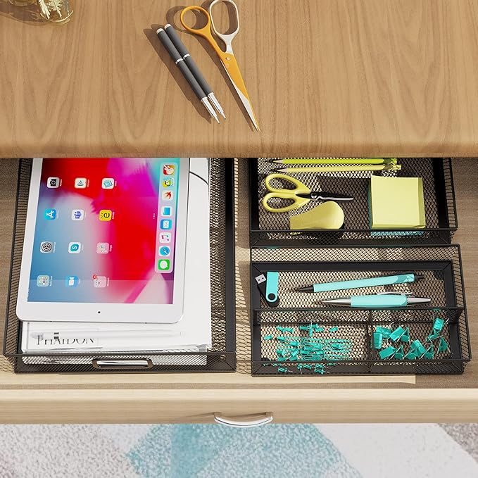 Desk Drawer Organizer Set, Paper Organizer Letter Tray - Image 6