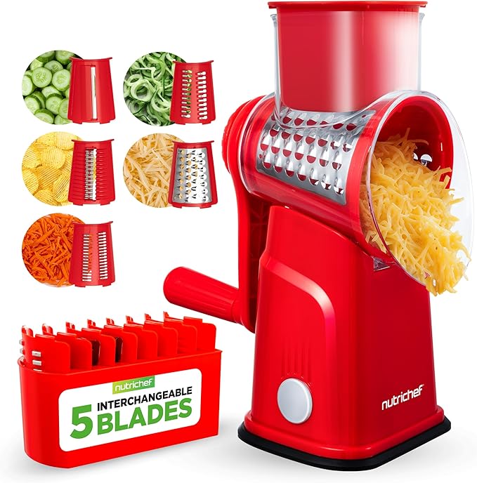 NutriChef 5 in 1 Cheese Grater & Shredder | 5 Different Blades by NutriChef%E2%84%A2Kitchen