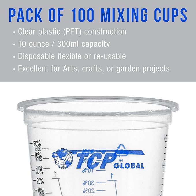 TCP Global 10 oz. Graduated Plastic Mixing Cups - Image 4