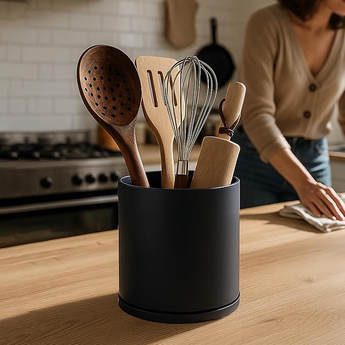 D'vine Dev 360° Rotating Utensil Holder Set – 7.2"+5" Kitchen Utensil Crocks - Image 6