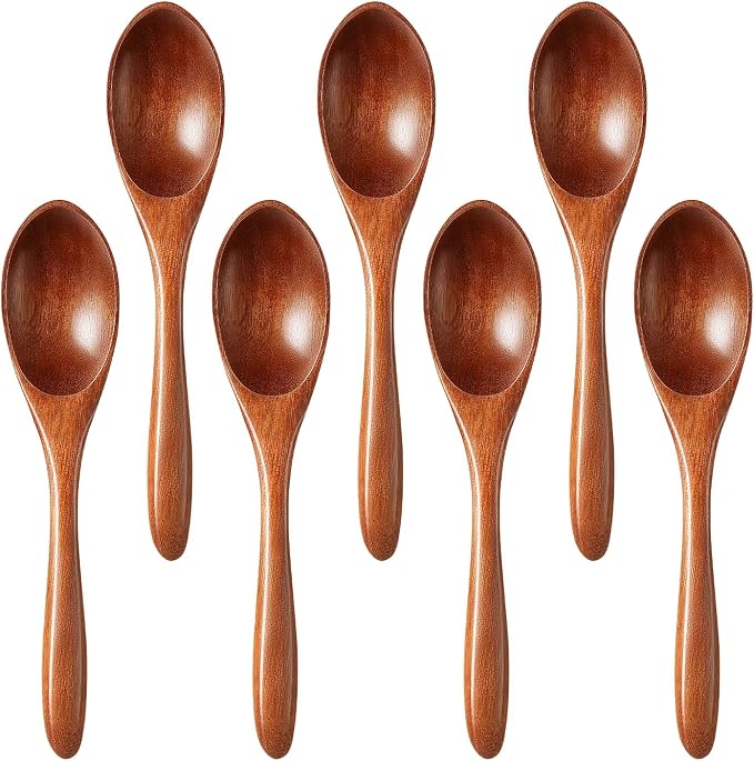7pcs Small Wooden Spoons for Honey, Coffee Little Wood Table Spoon for Eating by Morgles