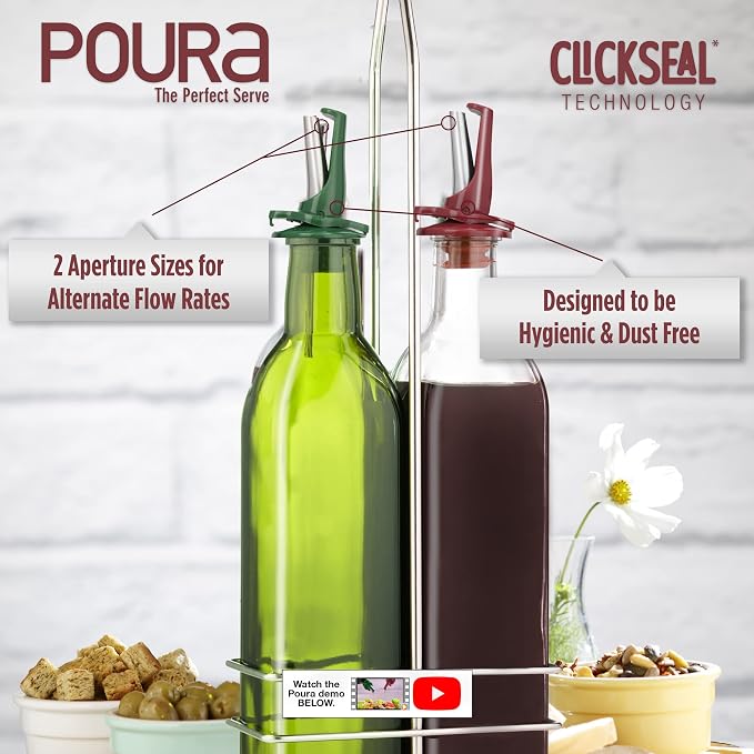 Poura Oil and Vinegar Dispenser Spouts | Airtight ClickSeal BPA Free Bottle - Image 6