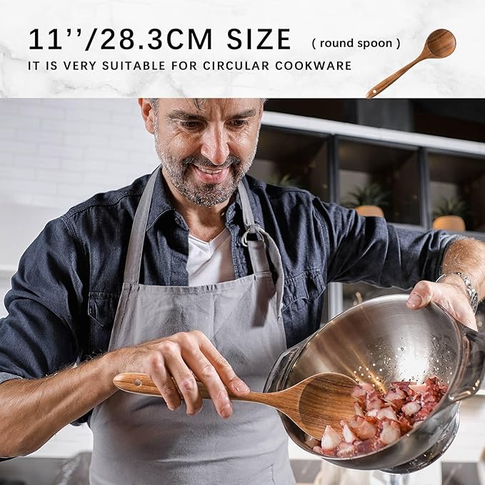 Wooden Spoons for Cooking, Nonstick Cooking Utensil Set - Image 3