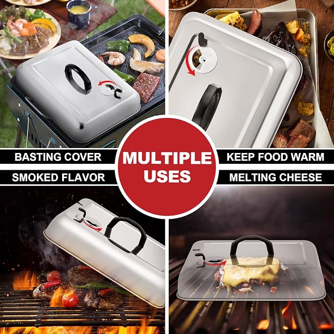13 x 9.75Inch Cheese Melting Domes, HaSteeL Rectangular Basting Steam Cover - Image 4