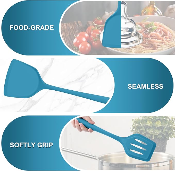 TeamFar Silicone Cooking Utensils Set, 5-Piece Heat Resistant Kitchen Utensils - Image 4