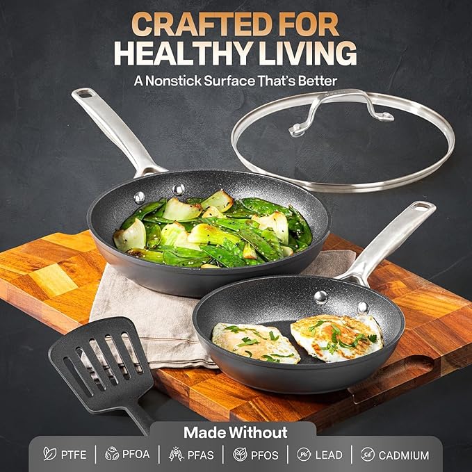 Granitestone 8 Inch Nonstick Frying Pan Skillet, Hard Anodized Granite Coating - Image 3