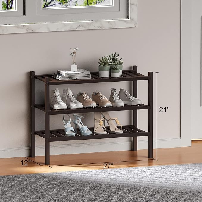 ROMGUAR CRAFT 3 Tier Bamboo Shoe Rack - Image 6
