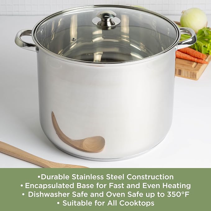 Ecolution Stainless Steel Stock Pot, Encapsulated Induction Ready Cooking Pot - Image 3