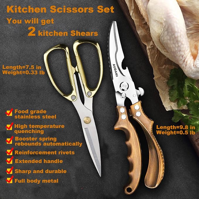 Premium Kitchen Shears 2-Pack Heavy Duty Poultry & Meat Scissors, Bone Shears - Image 2