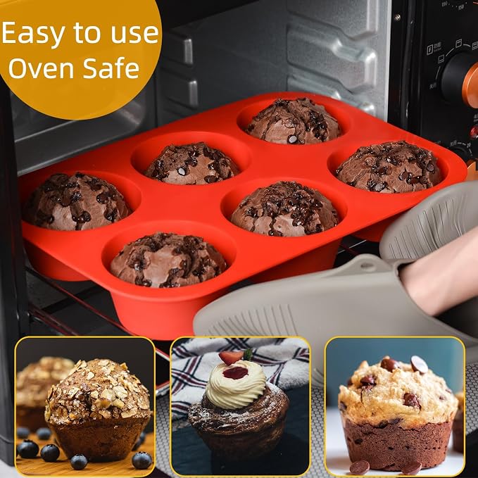 Jumbo Muffin Pan, 3.5 Inch Large Muffin Pan 6 Cup Silicone Jumbo Cupcake Tin - Image 9