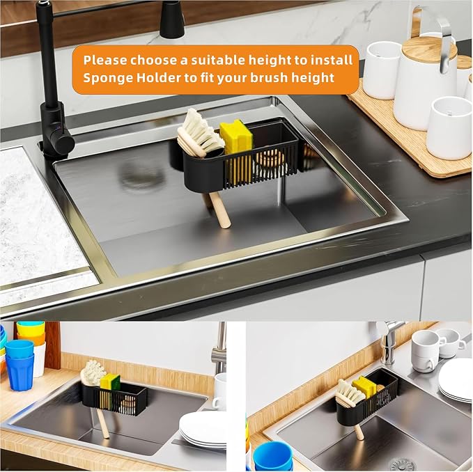 SuoXing Inside Sink Sponge Holder, Plastic Dish Sink Organizer - Image 4