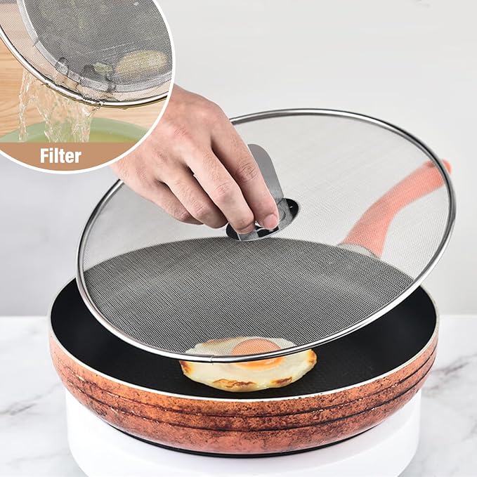 3 Pack Splatter Screen for Frying Pan 13" 11.5" 9.8" Stainless Steel Grease - Image 5