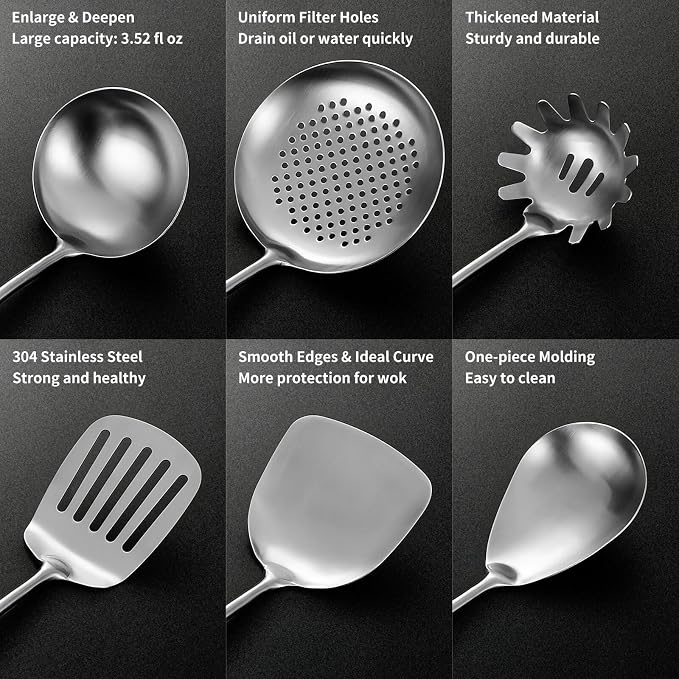 Izurok 18/10 Stainless Steel Kitchen Utensils Set, 10 Piece Cooking Utensils - Image 5