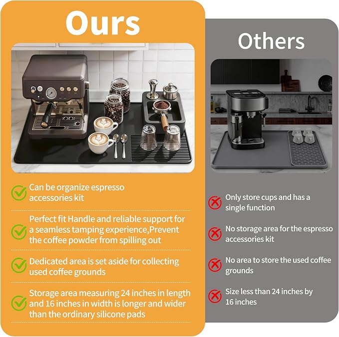 Silicone Coffee Mat and Espresso Tamping Mat, Detachable Espresso Coffee Bar - Image 6