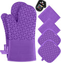 KEGOUU Oven Mitts and Pot Holders 6pcs Set, Kitchen Oven Glove High Heat by KEGOUUOvenMitt
