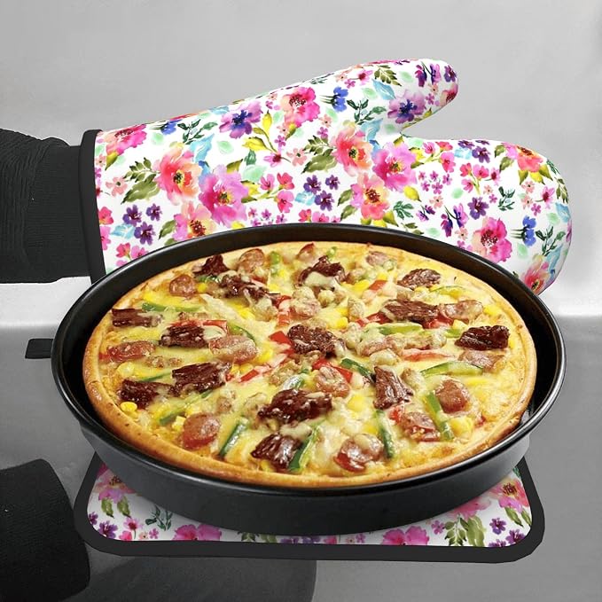 Floral Oven Mitts and Pot Holders Sets Spring Summer Kitchen Mitts Colorful - Image 7