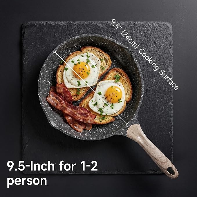JEETEE 9.5 Inch Nonstick Frying Pan Stone Coating Cookware, Nonstick Omelette - Image 5