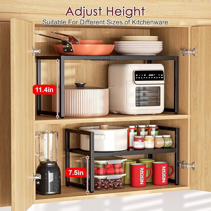 Expandable Kitchen Storage Shelves, 110LBS Heavy Duty Metal Garage Shelving - Image 4
