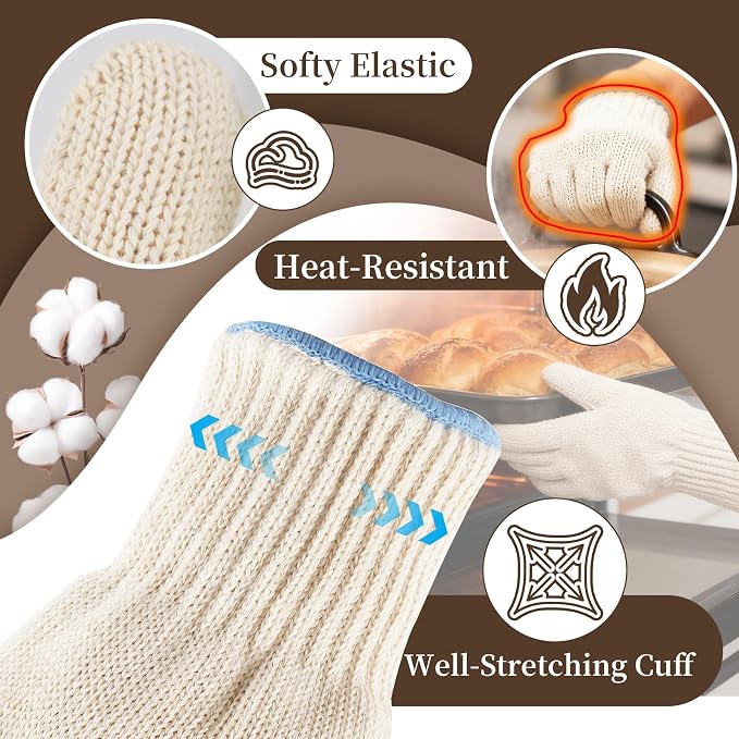 Hovico Heat Resistant Oven Gloves, Ove Glove BBQ Gloves Heat Resistant Cooking - Image 5