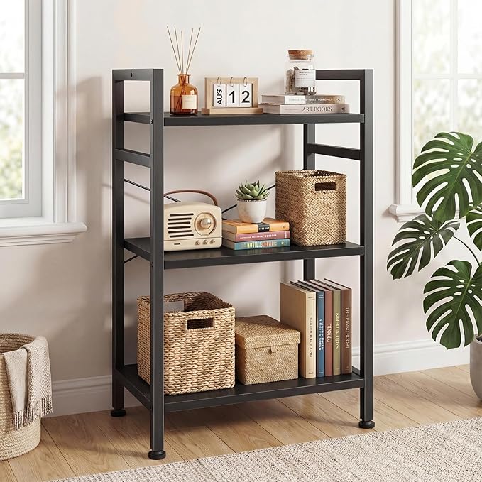 DUMOS 3 Tiers Bookshelf, Classical Book Shelf, Tall Display Shelves in Living - Image 7