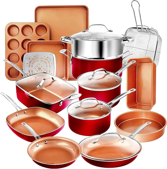 Gotham Steel 20 Pc Pots and Pans Set Nonstick Cookware + Bakeware Set, Complete by GothamSteel