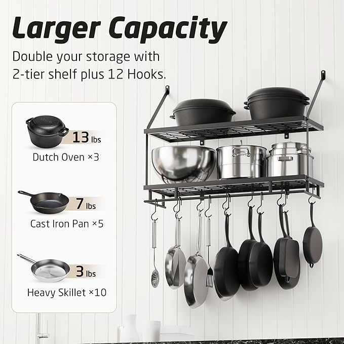 KES 30-Inch Kitchen Pot Rack - Image 2