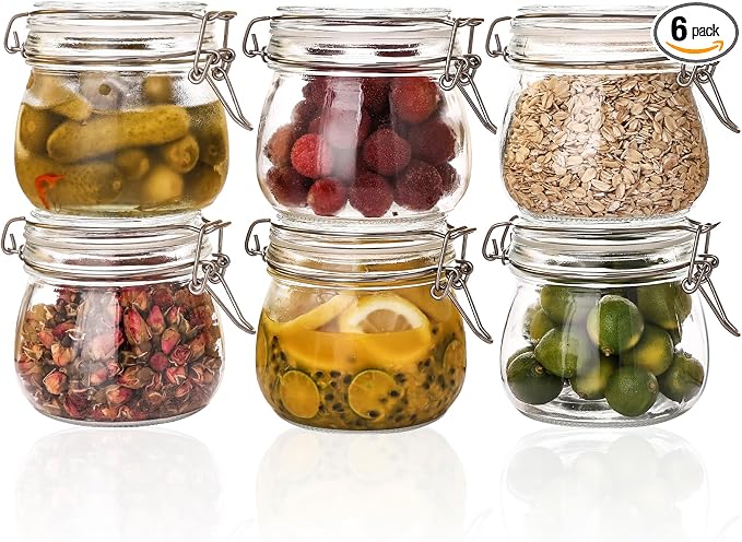 Liuruiyu 16oz - 6 Pack Round Glass Jars by Liuruiyu
