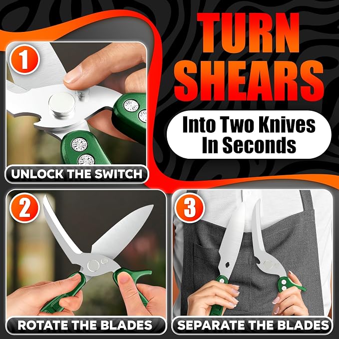 Heavy Duty Poultry Shears – Kitchen Shears Dishwasher Safe, Spring-Loaded - Image 6