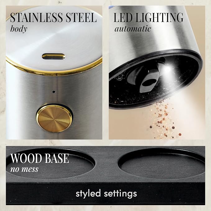 Electric Salt and Pepper Grinder Set Rechargeable – Stainless Steel Salt and - Image 5