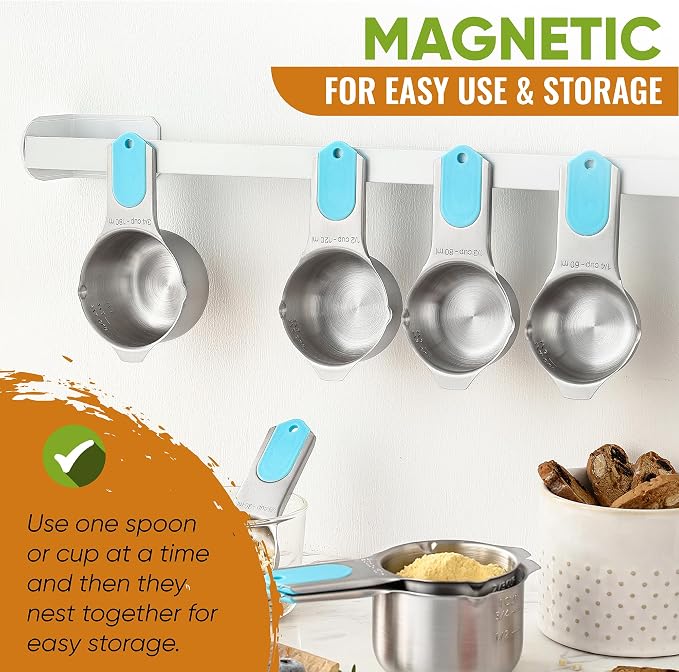 Spring Chef Magnetic Measuring Cups & Spoons Set, Strong Magnets, Heavy Duty - Image 4
