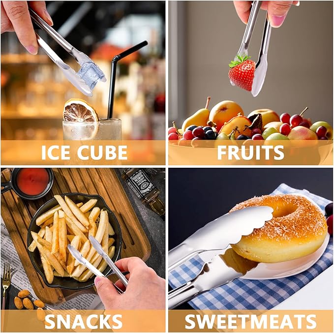12 Pack Small Serving Tongs, XEVOM Stainless Steel Sugar Tongs Mini Appetizers - Image 5