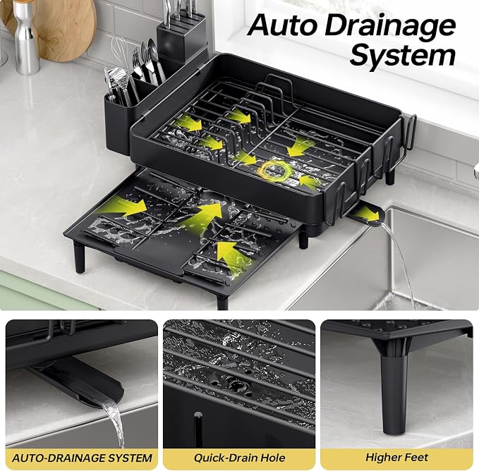 Urackify Dish Drying Rack for Kitchen Counter, 304 Stainless Steel Dish Rack - Image 2