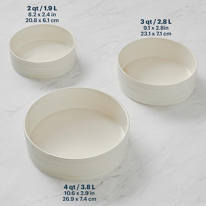 Pyrex 3-Piece Round Ceramic Bakeware Set, Lasagna Oven Pans, - Image 4