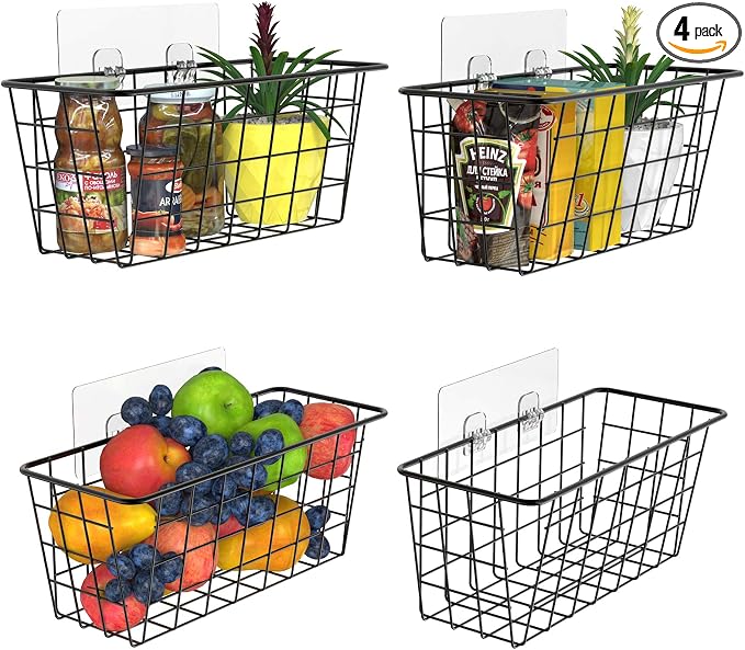MaraFansie Over the Cabinet Door Organizer Wall Wire Baskets Hanging Kitchen by MakeStorageMoreFun